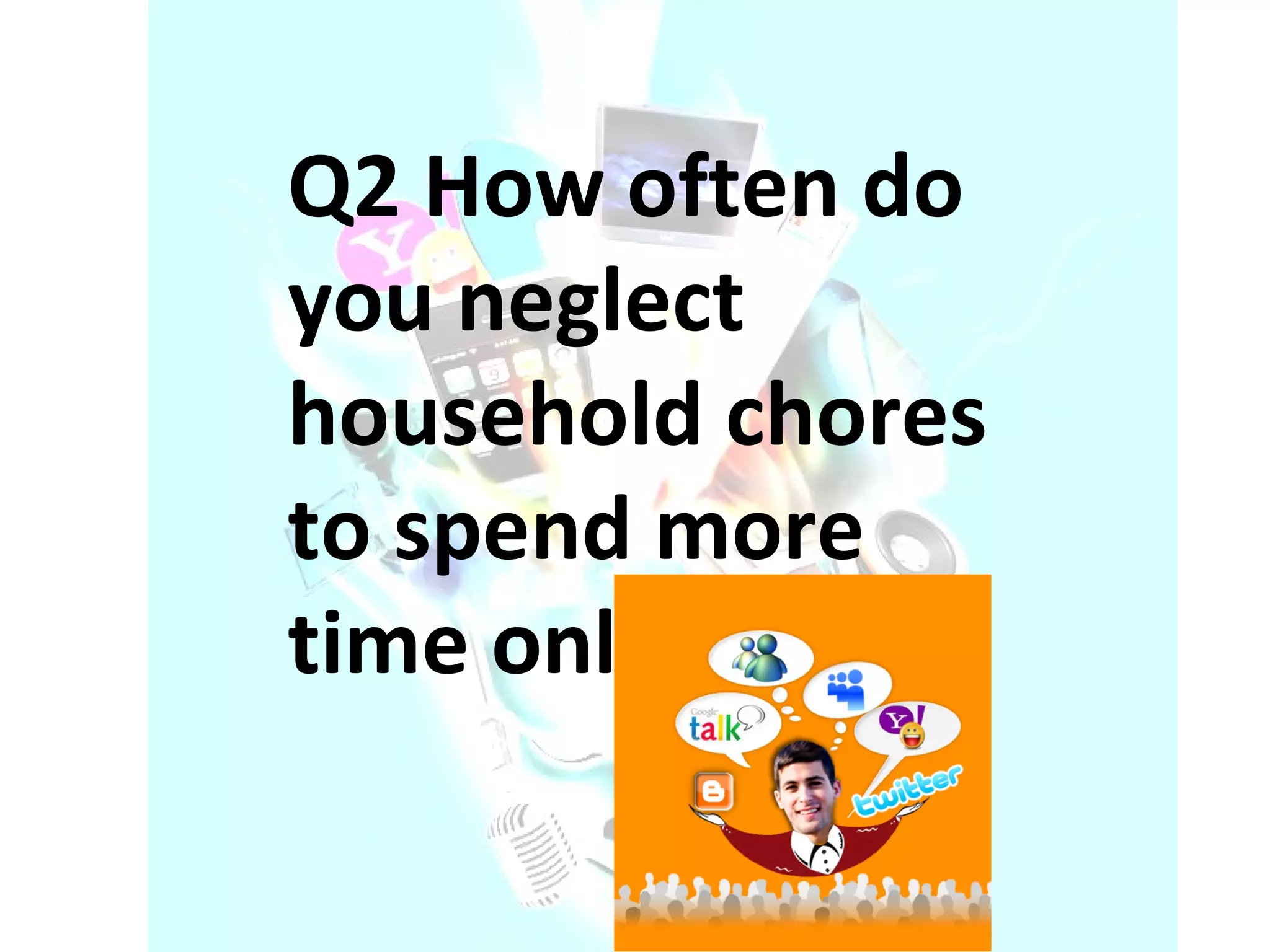 Q2 How often do you neglect household chores to spend more time online? 