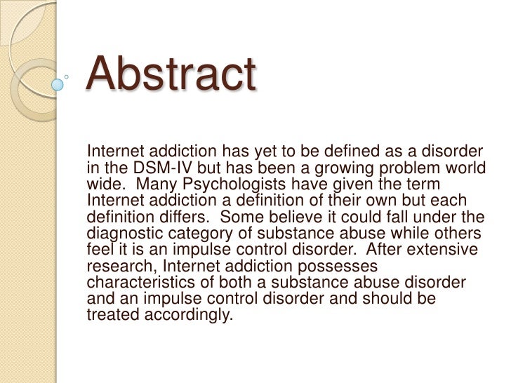 Internet addiction disorder research paper