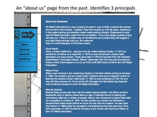 An “about us” page from the past. Identifies 3 principals . 
 