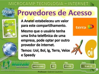 Aula: Pág: Data:
02 25 a 50 9-set-13SA073-12003
Turma:
Professor: Gabriel Coutinho
 