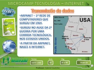 Aula: Pág: Data:
02 25 a 50 9-set-13SA073-12003
Turma:
Professor: Gabriel Coutinho
 