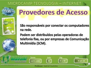 Aula: Pág: Data:
02 25 a 50 9-set-13SA073-12003
Turma:
Professor: Gabriel Coutinho
 