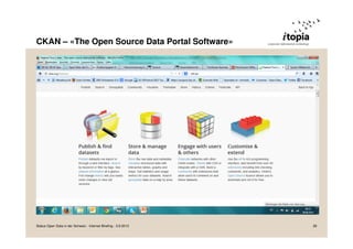 CKAN – «The Open Source Data Portal Software»
Status Open Data in der Schweiz - Internet Briefing - 3.9.2013 28
 