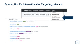 Events: Nur für internationales Targeting relevant
 
