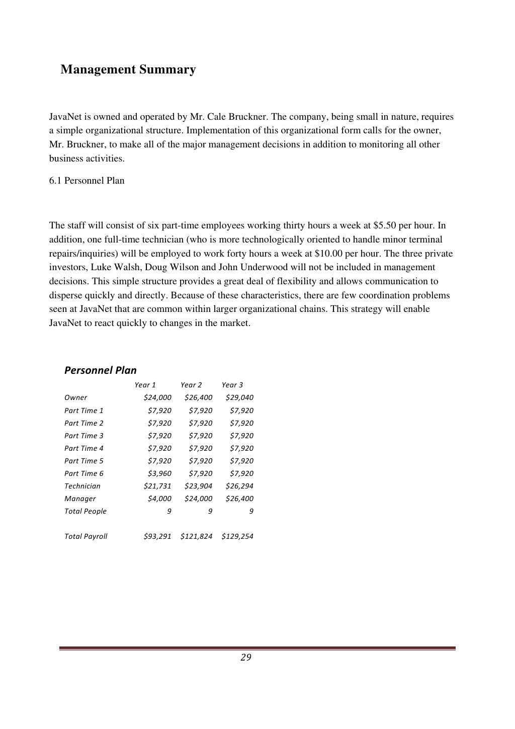 cafe business plan 1