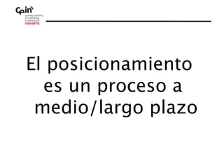 El posicionamiento
  es un proceso a
 medio/largo plazo
 