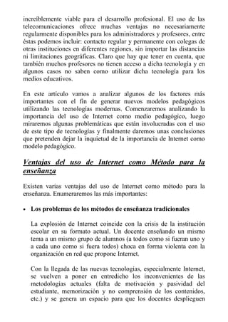 Internet como nuevo modelo educativo