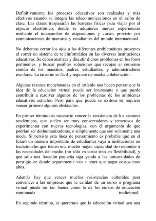 Internet como nuevo modelo educativo