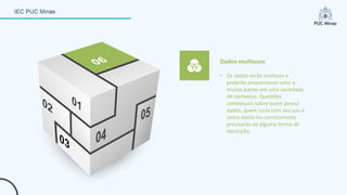 • Os dados serão multiuso e
poderão proporcionar valor a
muitas partes em uma variedade
de contextos. Questões
contextuais sobre quem possui
dados, quem lucra com seu uso e
como avaliá-los corretamente
precisarão de alguma forma de
resolução.
Dados multiusos
 