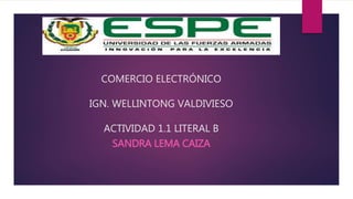 COMERCIO ELECTRÓNICO
IGN. WELLINTONG VALDIVIESO
ACTIVIDAD 1.1 LITERAL B
SANDRA LEMA CAIZA
 