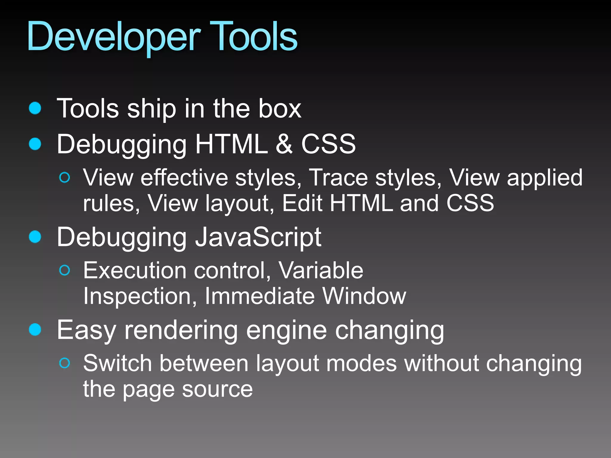 Internet Explorer 8 Developer Overview