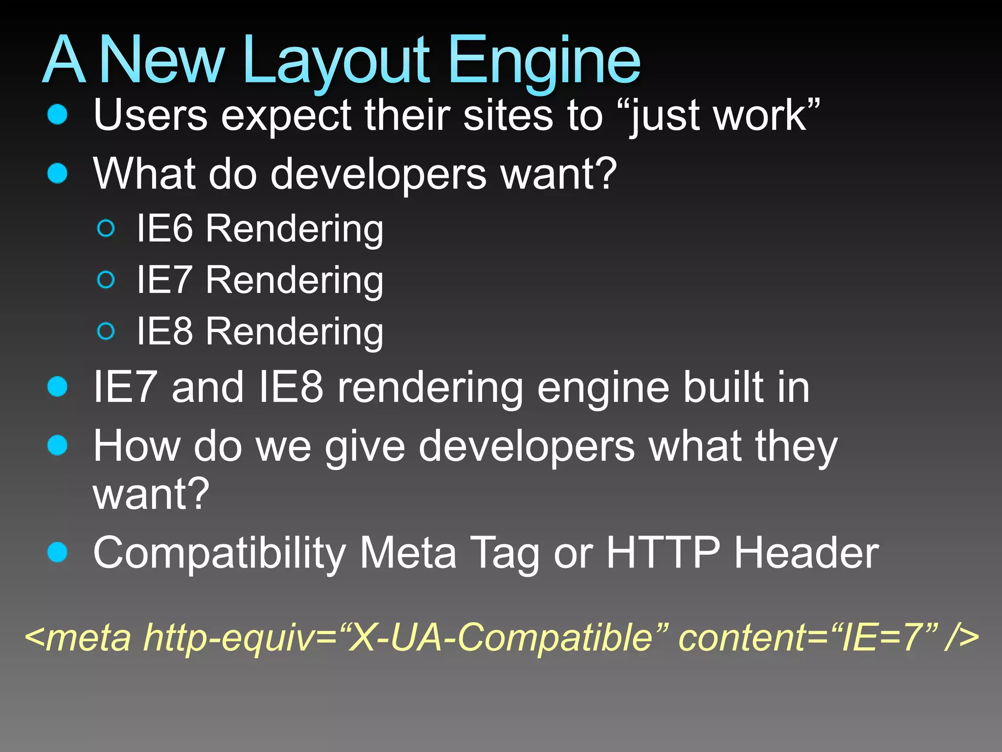 Internet Explorer 8 Developer Overview
