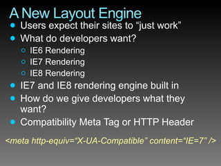Internet Explorer 8 Developer Overview