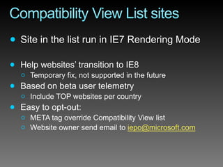 Internet Explorer 8 Developer Overview