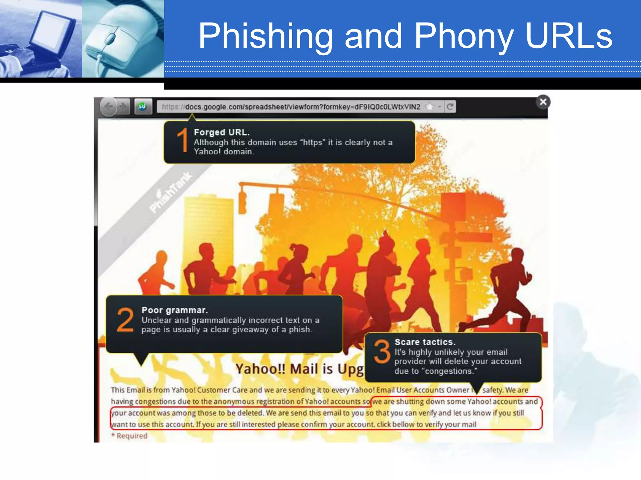Phishing and Phony URLs
 