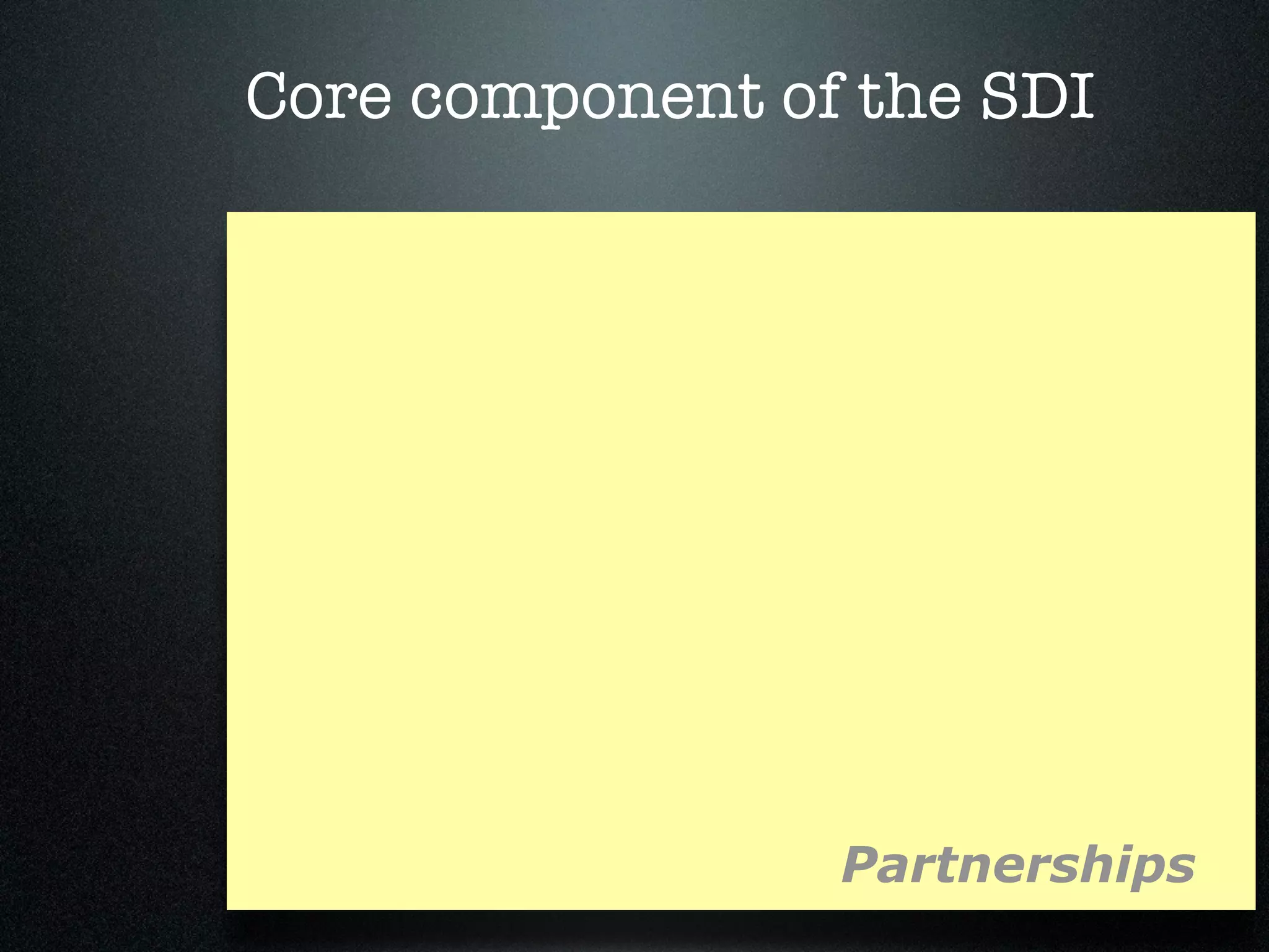 Core component of the SDI




                 Partnerships
 