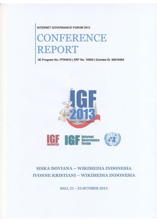 Internet Governance Forum 2013 IIEF report