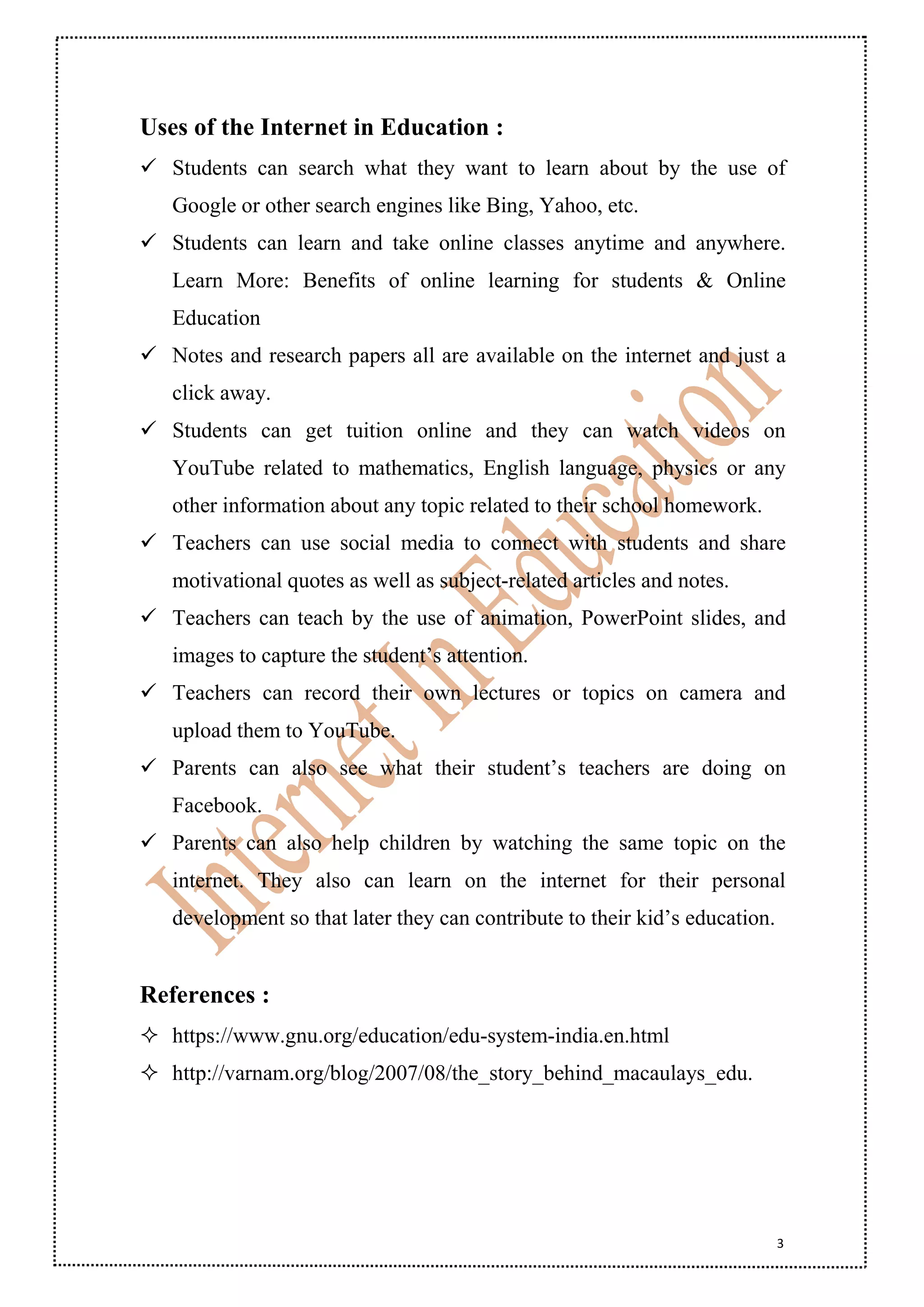 Internet in education | PDF