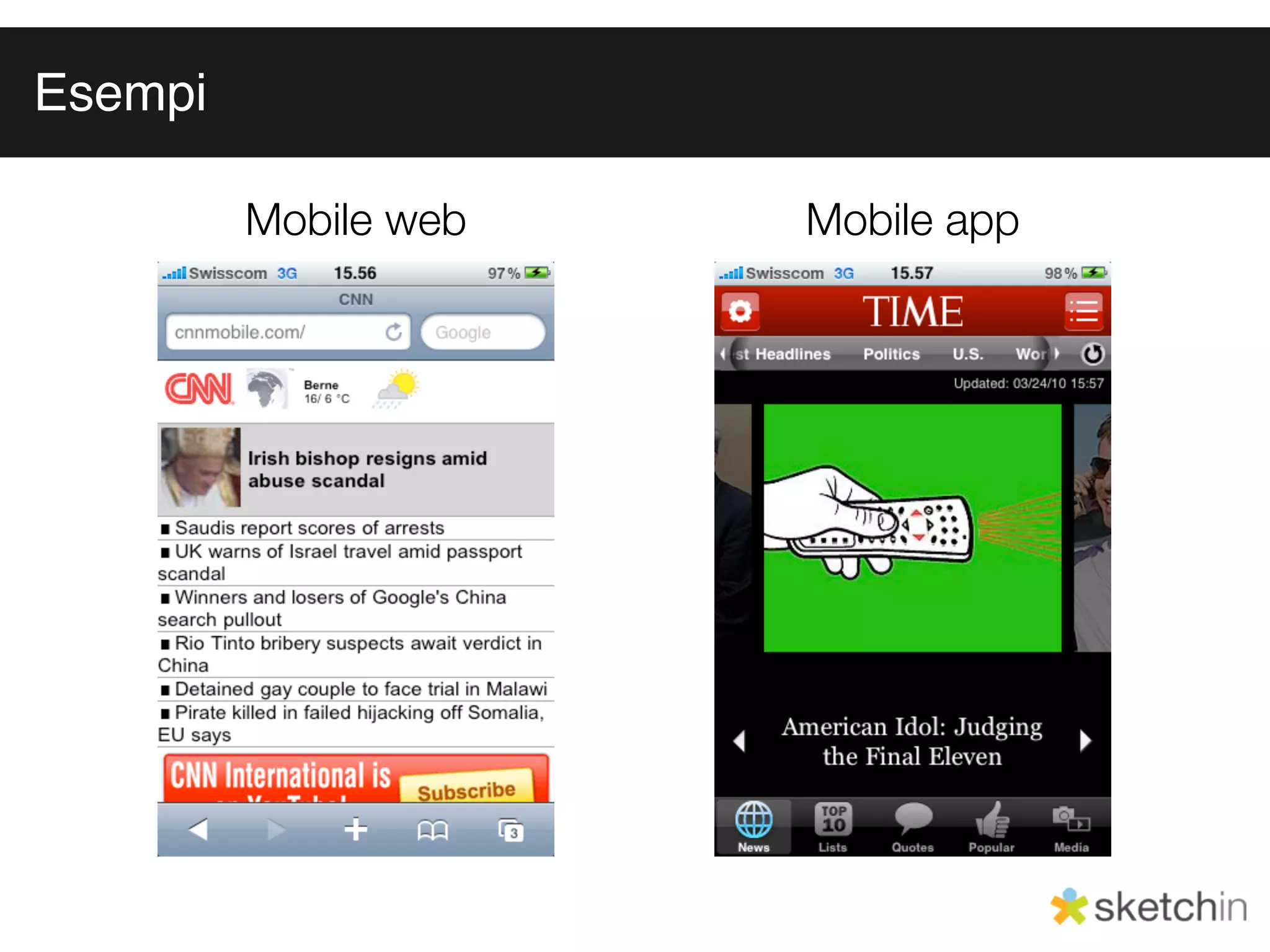 Esempi

         Mobile web   Mobile app
 