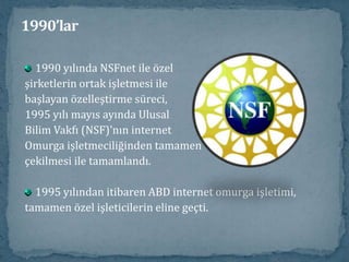 1990’lar1994 yılında; alışveriş mağazaları, banka ve radyo istasyonları mal ve hizmetlerinionline ortamda ilan etmeye başladı. mağazalar internette şube açtı... Pizza Hut, kendi web sayfalarındanpizza siparişi almaya başladı. ilk sanal banka olan First Virtual, açıldı. internetten ilk çiçek siparişleri alınmaya başlandı.Tüm bunların yanında küresel elektronik pazaryeri, güvenlik sorunlarını daberaberinde getirdi. 