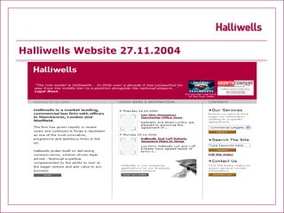 Halliwells Website 27.11.2004
 