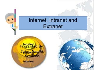 Internet, Intranet and
          Extranet


Presented By:
Jehra Mae M.
  Sevillano
 