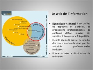 <ul><li>Le web de l’information </li></ul><ul><li>Dynamique  et  formel , il est un lieu de dépêches et d’articles, de pro...