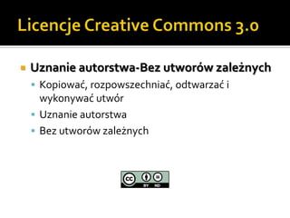 Licencje Creative Commons 3.0Uznanie autorstwa-Bez utworów zależnychKopiować, rozpowszechniać, odtwarzać i wykonywać utwórUznanie autorstwaBez utworów zależnych