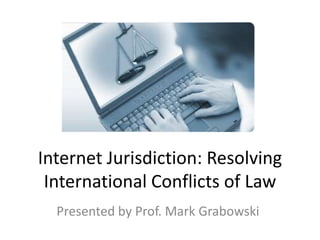Internet Jurisdiction: Resolving
International Conflicts of Law
Presented by Prof. Mark Grabowski
 