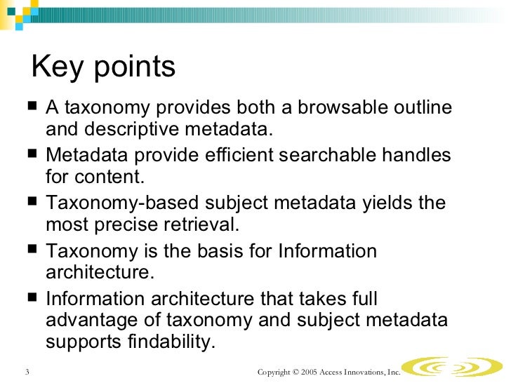 Taxonomies and Metadata in Information Architecture