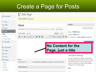 Create a Page for Posts No Content for the  Page, just a title 