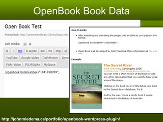 OpenBook Book Data http://johnmiedema.ca/portfolio/openbook-wordpress-plugin/ 