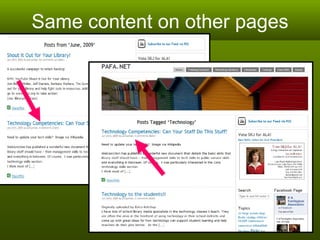 Same content on other pages 