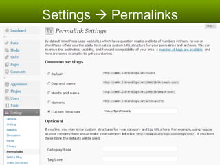 Settings    Permalinks 