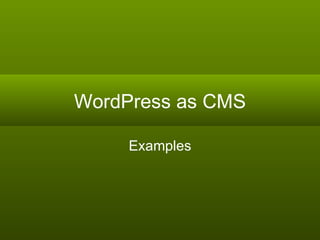 WordPress as CMS Examples 