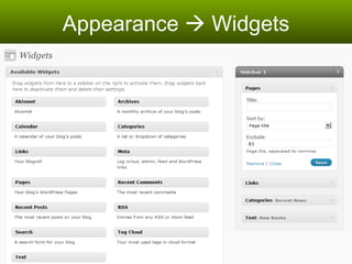 Appearance    Widgets 