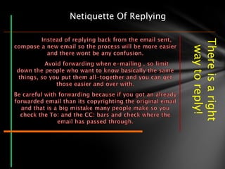 There is a right
                          way to reply!
Netiquette Of Replying
 