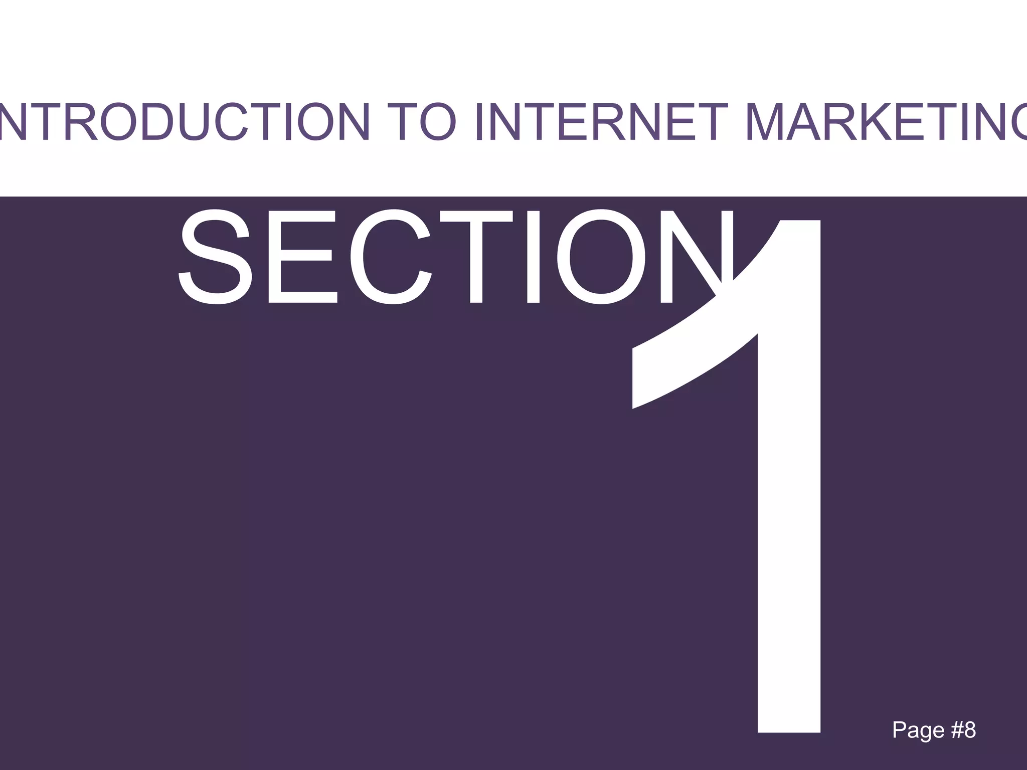 NTRODUCTION TO INTERNET MARKETING

SECTION

Page #8
Page #5

 