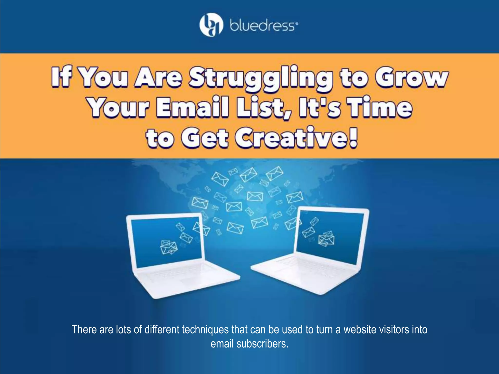 There are lots of different techniques that can be used to turn a website visitors into
email subscribers.