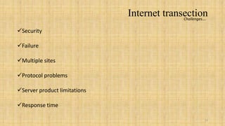 Internet transection
                                            Challenges….

Security

Failure

Multiple sites

Protocol problems

Server product limitations

Response time

                                                       13
 