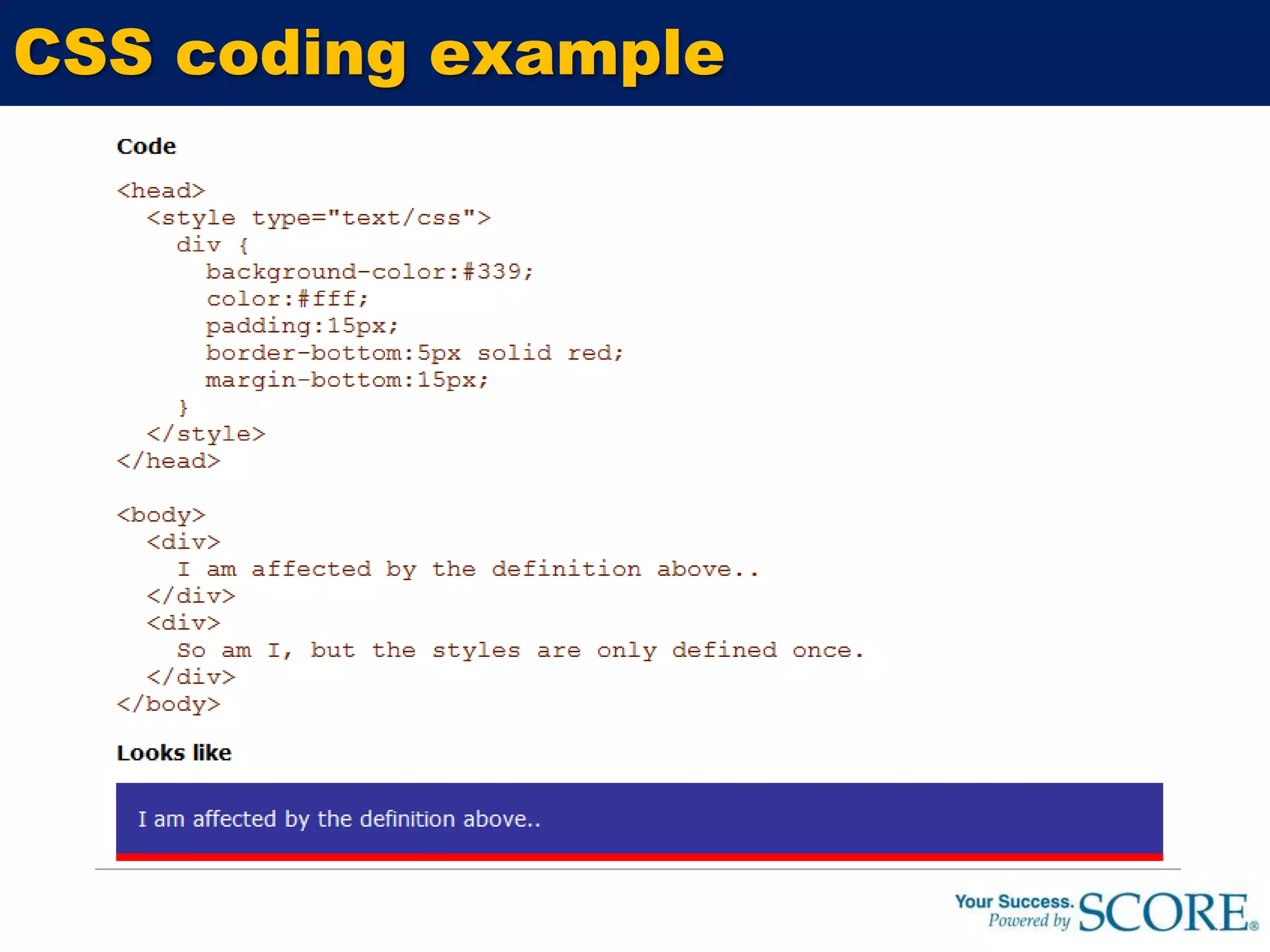 CSS coding example