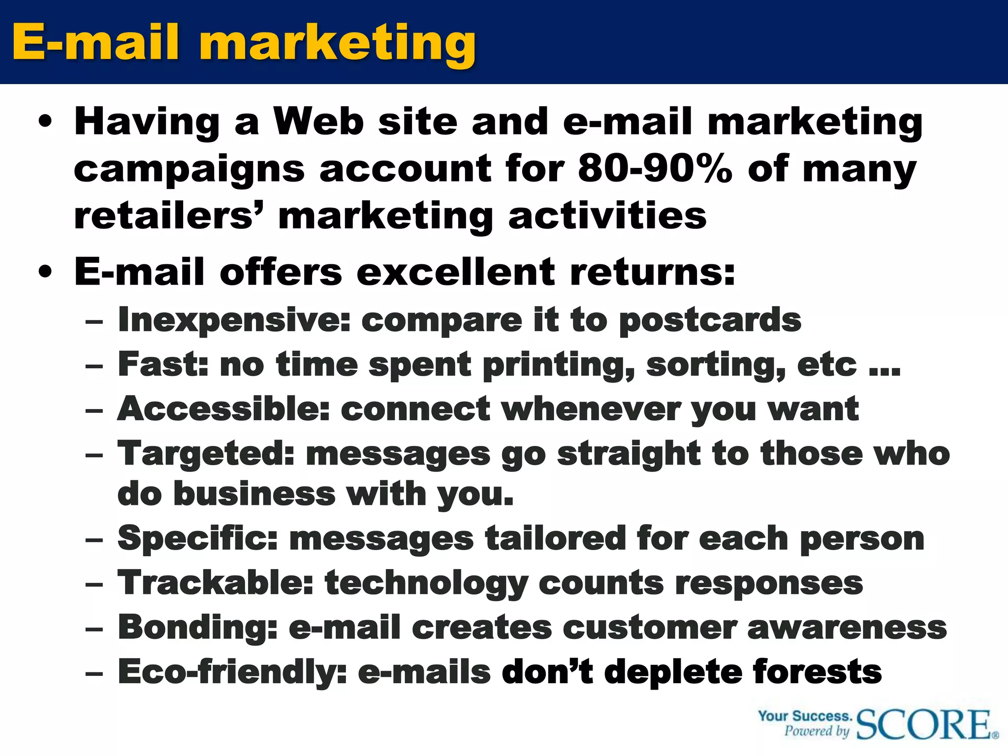 Affiliate marketingA business rewards affiliates for each visitor or customer brought about by the affiliate's marketing efforts Example: rewards sites, Office Depot affiliate programAffiliate marketing service providers 