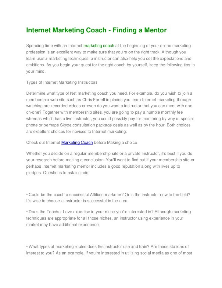 Marketing Coach Finding a Mentor