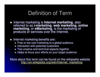 Internet Marketing Handout 8 2009