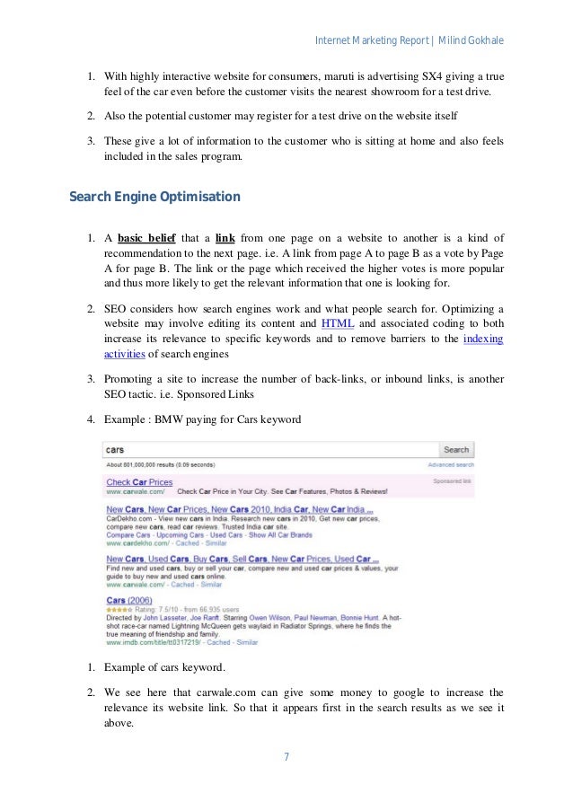 marketing report examples