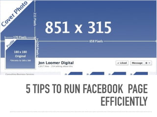 5 TIPS TO RUN FACEBOOK PAGE
EFFICIENTLY
 