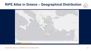 Adonis Stergiopoulos | GRNOG 15 | 25 October 2023
RIPE Atlas in Greece – Geographical Distribution
29
 
