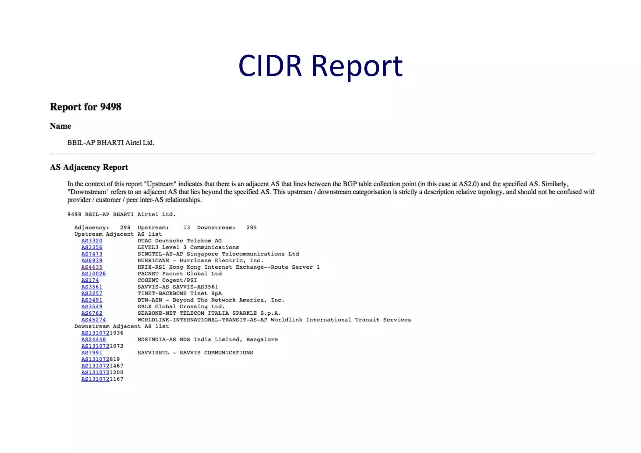 CIDR	
  Report	
  	
  

 