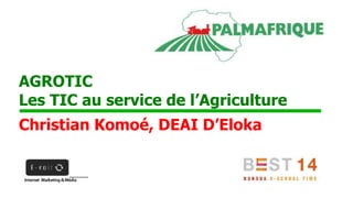 AGROTIC 
Les TIC au service de l’Agriculture 
Christian Komoé, DEAI D’Eloka 
 