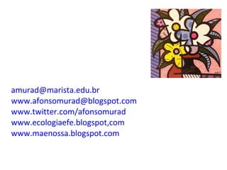 [email_address] [email_address] www.twitter.com/afonsomurad www.ecologiaefe.blogspot,com www.maenossa.blogspot.com 